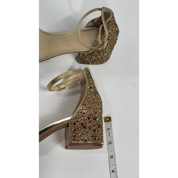 Blue by Betsey Johnson Mari Gold Glitter Block Heel Sandals Size 7M - Picture 10 of 11